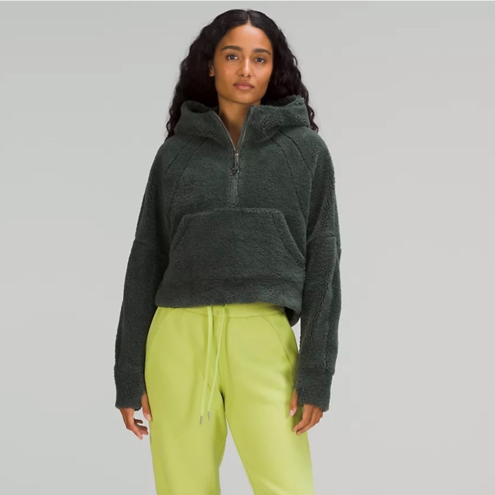 Lululemon Women's Scuba Oversized Half-Zip Fleece Hoodie in Smoked Spruce BNWT - Picture 5 of 10